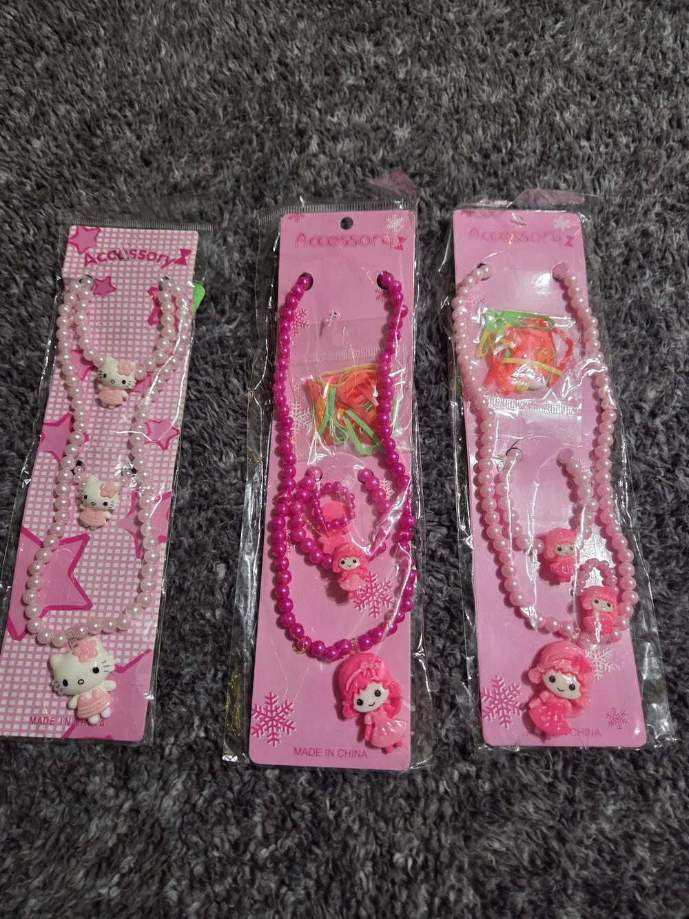 Kids Pink Character Necklace & Bracelet Set - Pack of 3